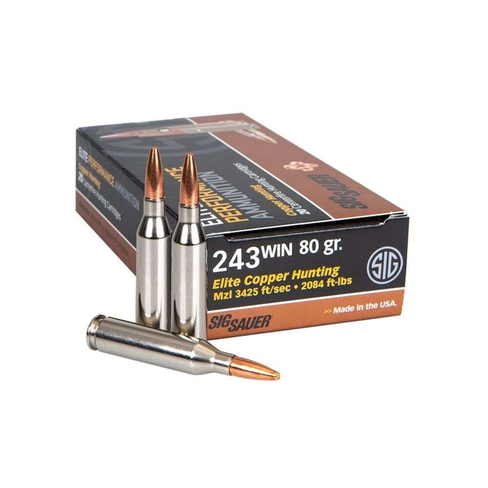 Ammunition Sig Sauer Ready Series 243Win Sig AMMO 243 WIN 80GR ELITE SERIES COPPER BOX/20 SOLID  COPPER